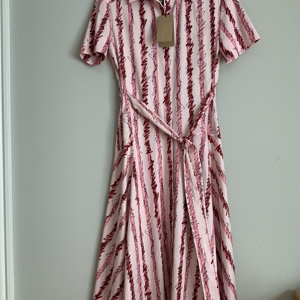 NWT Burberry Scribble Stripe Shirt Dress